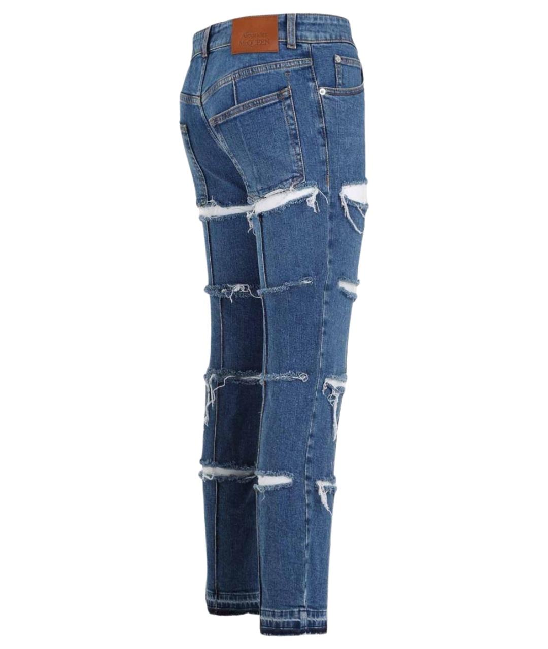 ALEXANDER MCQUEEN Синие хлопковые прямые джинсы, фото 3