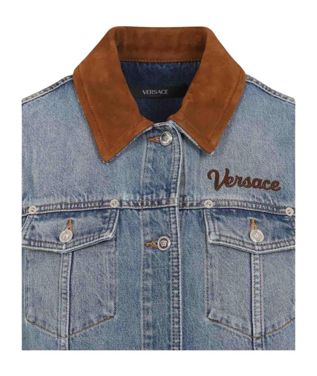 VERSACE Синее хлопковое повседневное платье, фото 3
