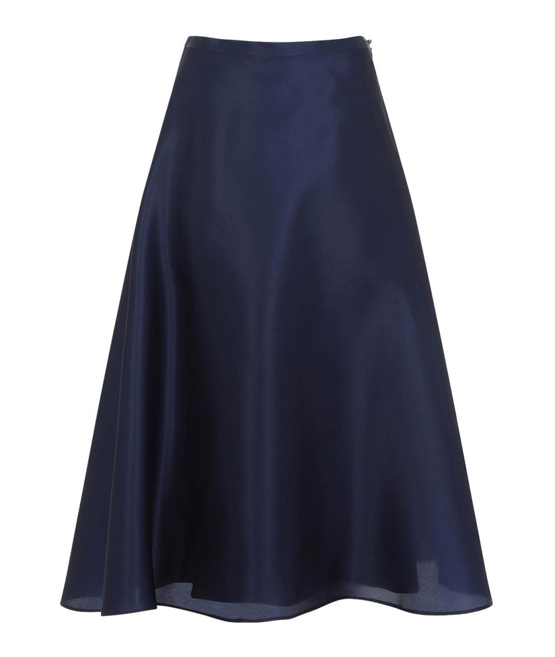 ALBERTA FERRETTI Синяя шелковая юбка миди, фото 1
