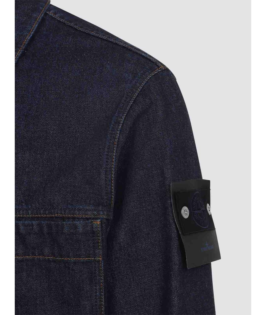 STONE ISLAND Темно-синяя хлопковая куртка, фото 4