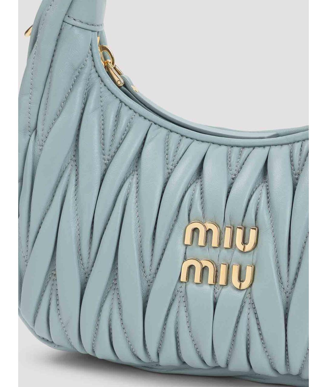 MIU MIU Голубая кожаная сумка с короткими ручками, фото 3