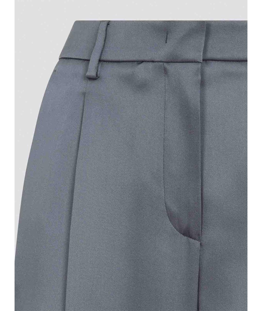 GIORGIO ARMANI Серые шелковые прямые брюки, фото 3