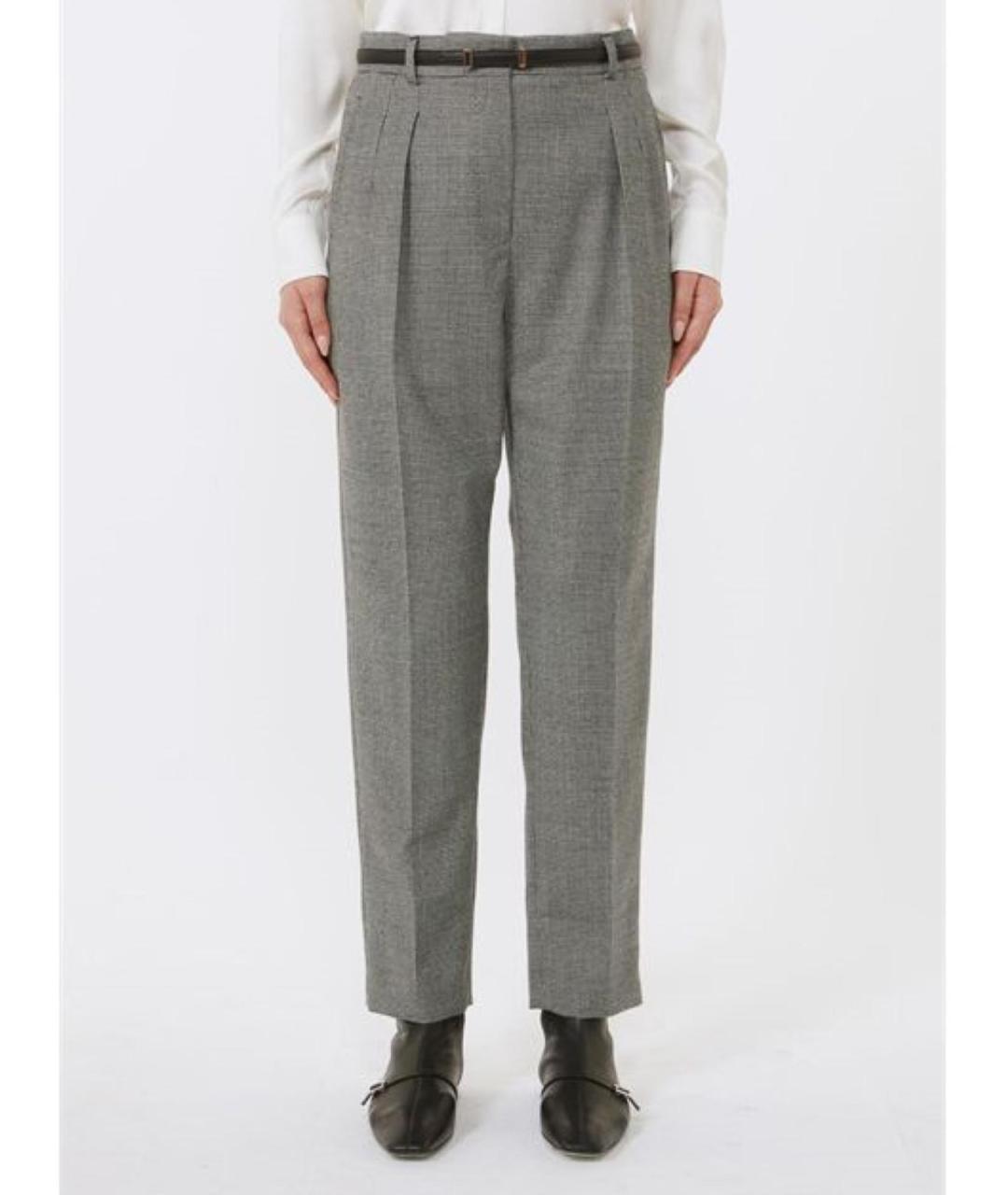 MAX MARA STUDIO Серые шерстяные брюки широкие, фото 2
