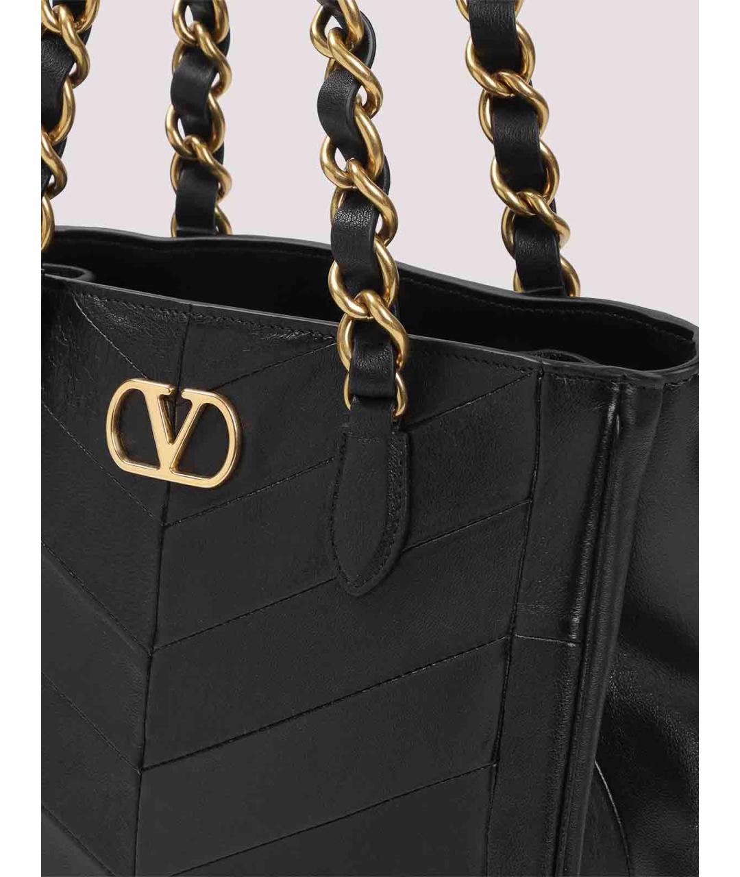 VALENTINO Черная кожаная сумка тоут, фото 3