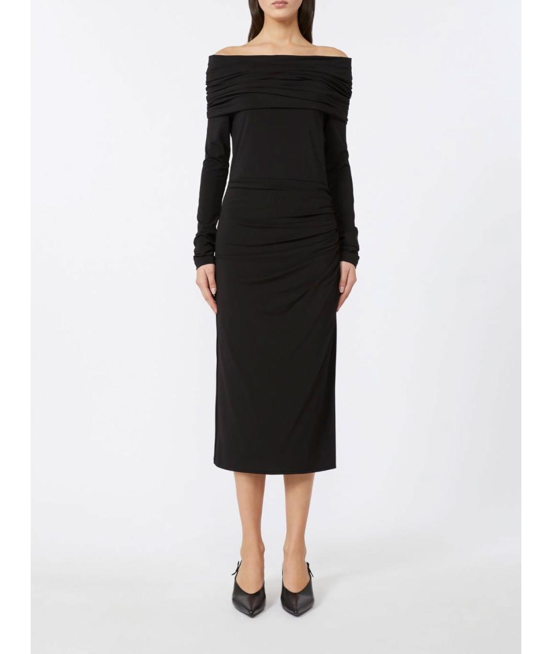 MAX MARA STUDIO Черное вискозное повседневное платье, фото 3