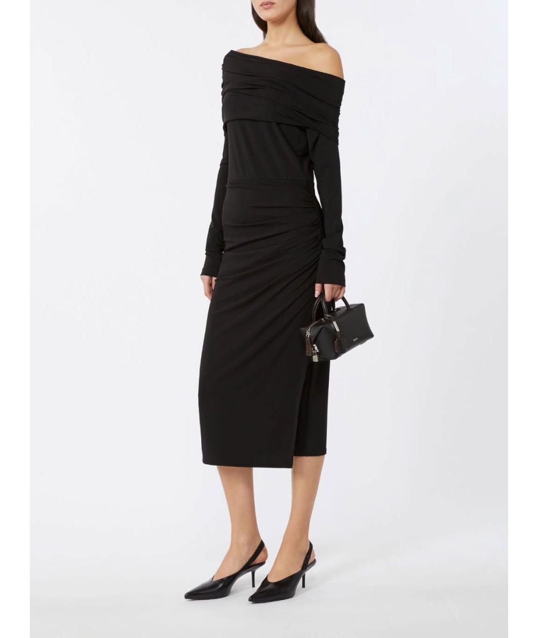 MAX MARA STUDIO Черное вискозное повседневное платье, фото 2