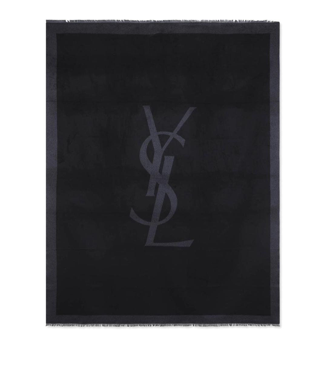 SAINT LAURENT Черный шелковый шарф, фото 1