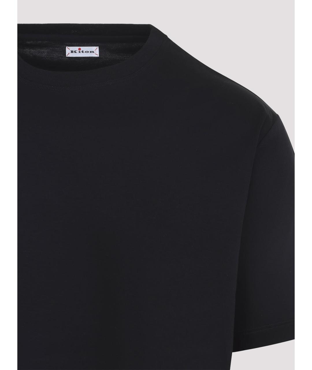KITON Черная хлопковая футболка, фото 3