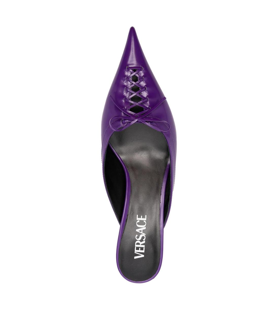 VERSACE Фиолетовые кожаные мюли, фото 4