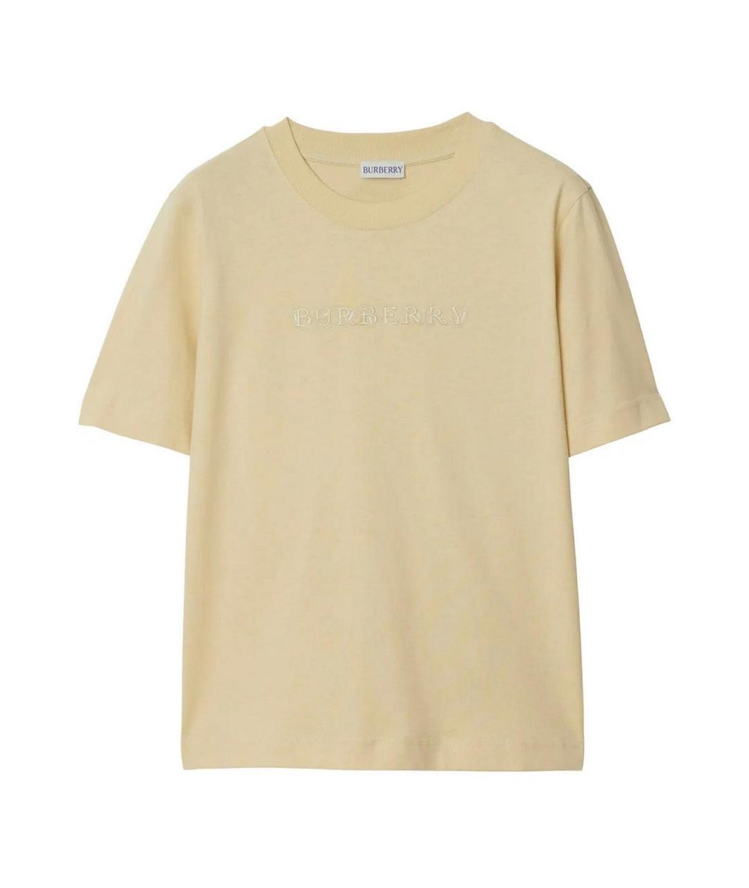BURBERRY Бежевая хлопковая футболка, фото 1