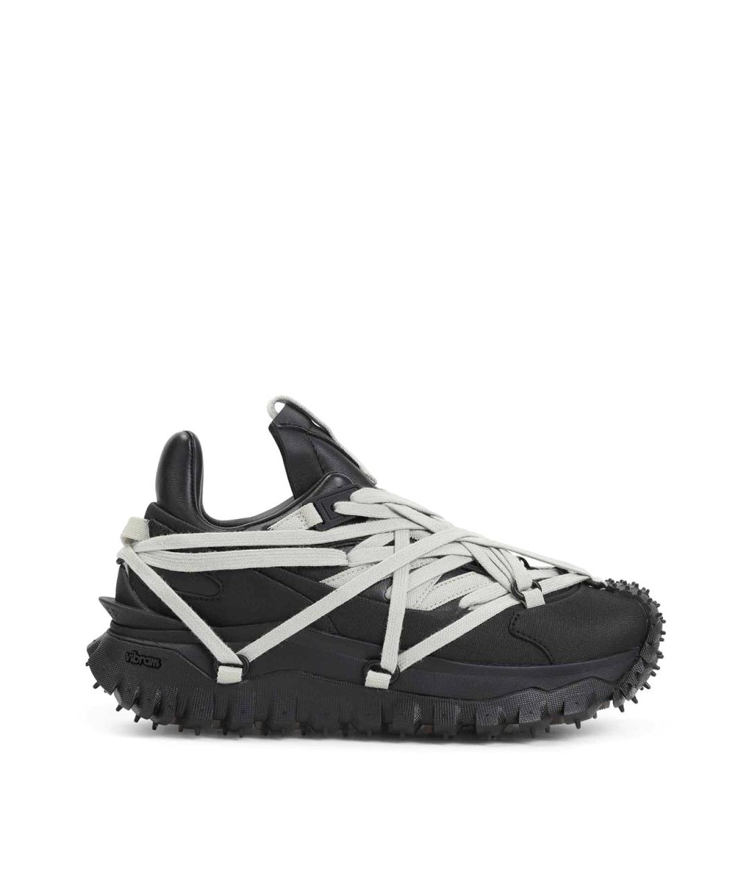 MONCLER Черные кожаные кроссовки, фото 1