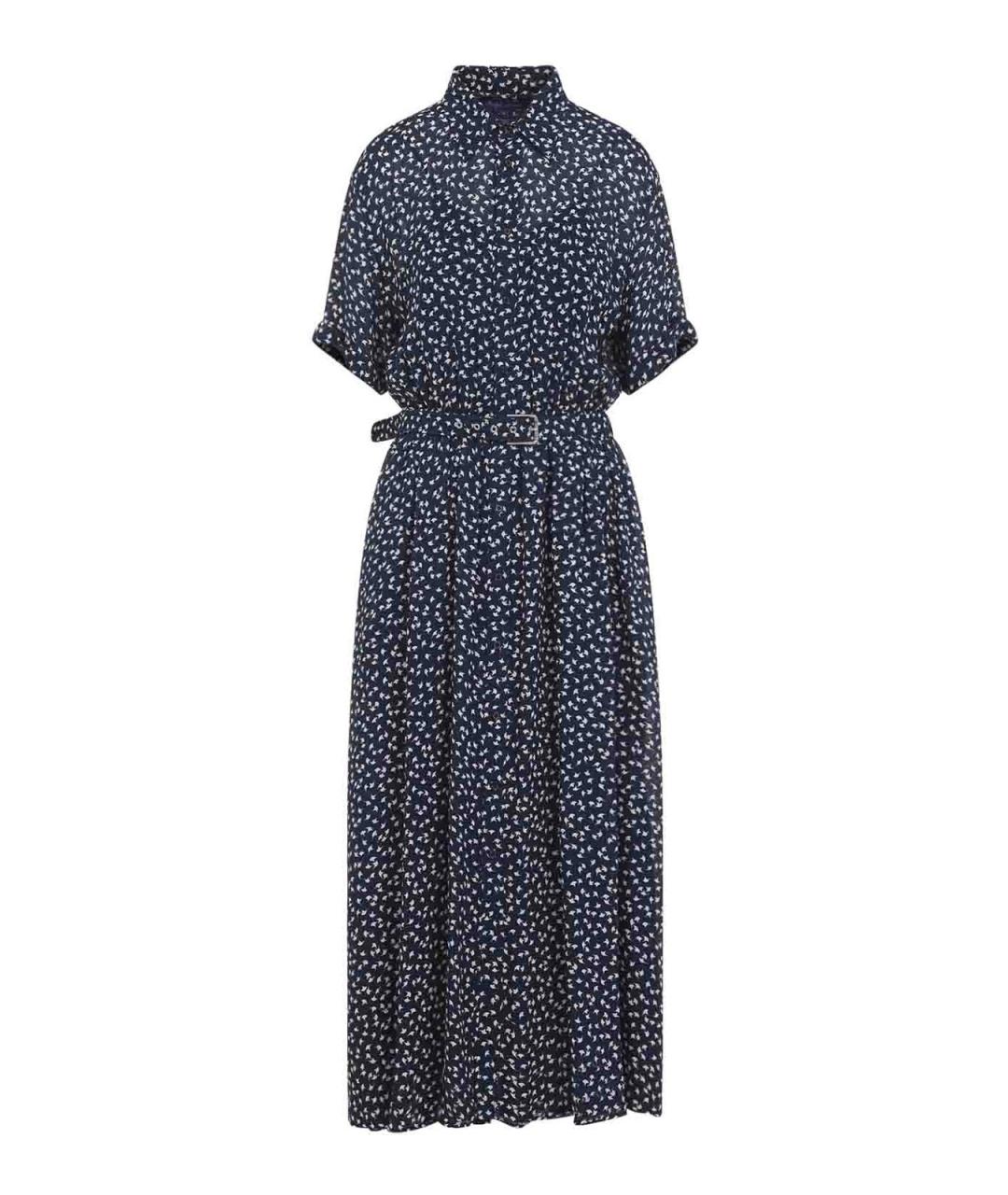 RALPH LAUREN Синее шелковое повседневное платье, фото 1