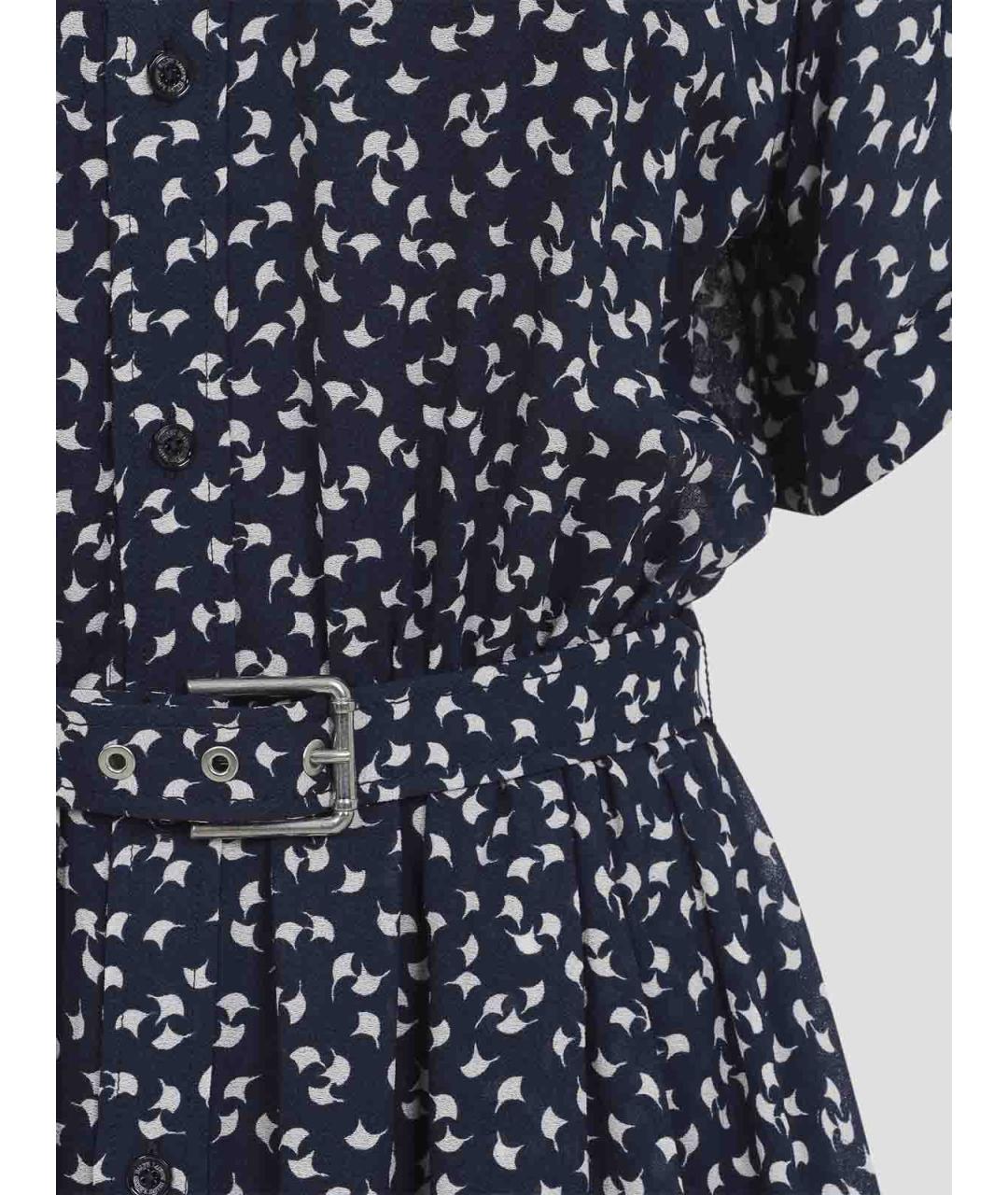 RALPH LAUREN Синее шелковое повседневное платье, фото 4