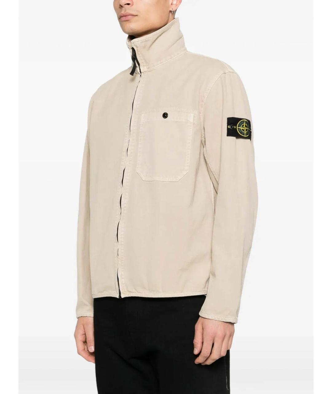 STONE ISLAND Бежевая хлопковая куртка, фото 3