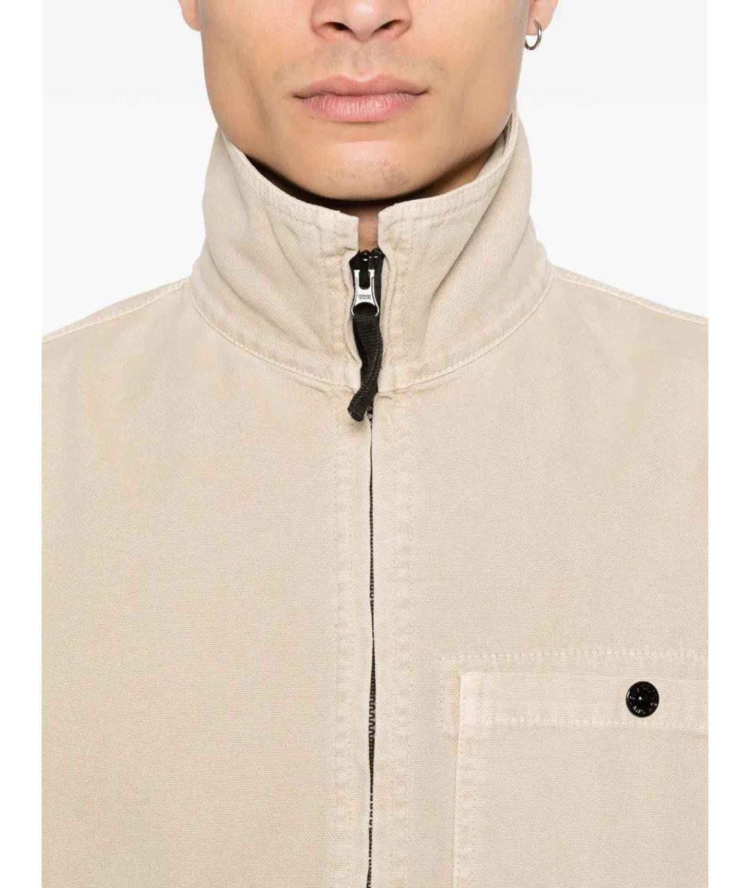 STONE ISLAND Бежевая хлопковая куртка, фото 5