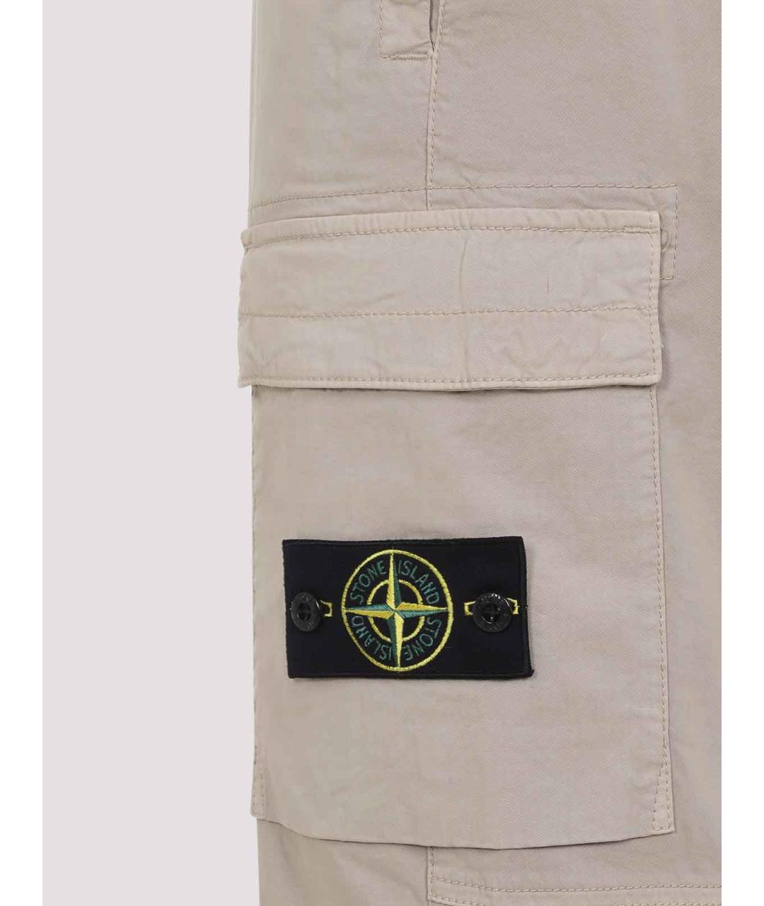STONE ISLAND Бежевые хлопковые повседневные брюки, фото 3