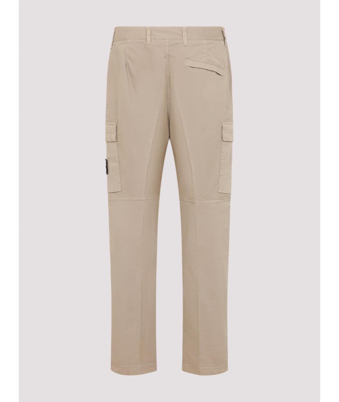 STONE ISLAND Бежевые хлопковые повседневные брюки, фото 2