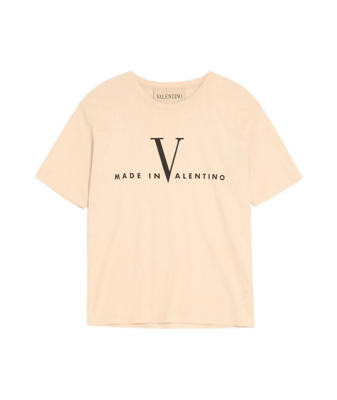 VALENTINO Бежевая хлопковая футболка, фото 1
