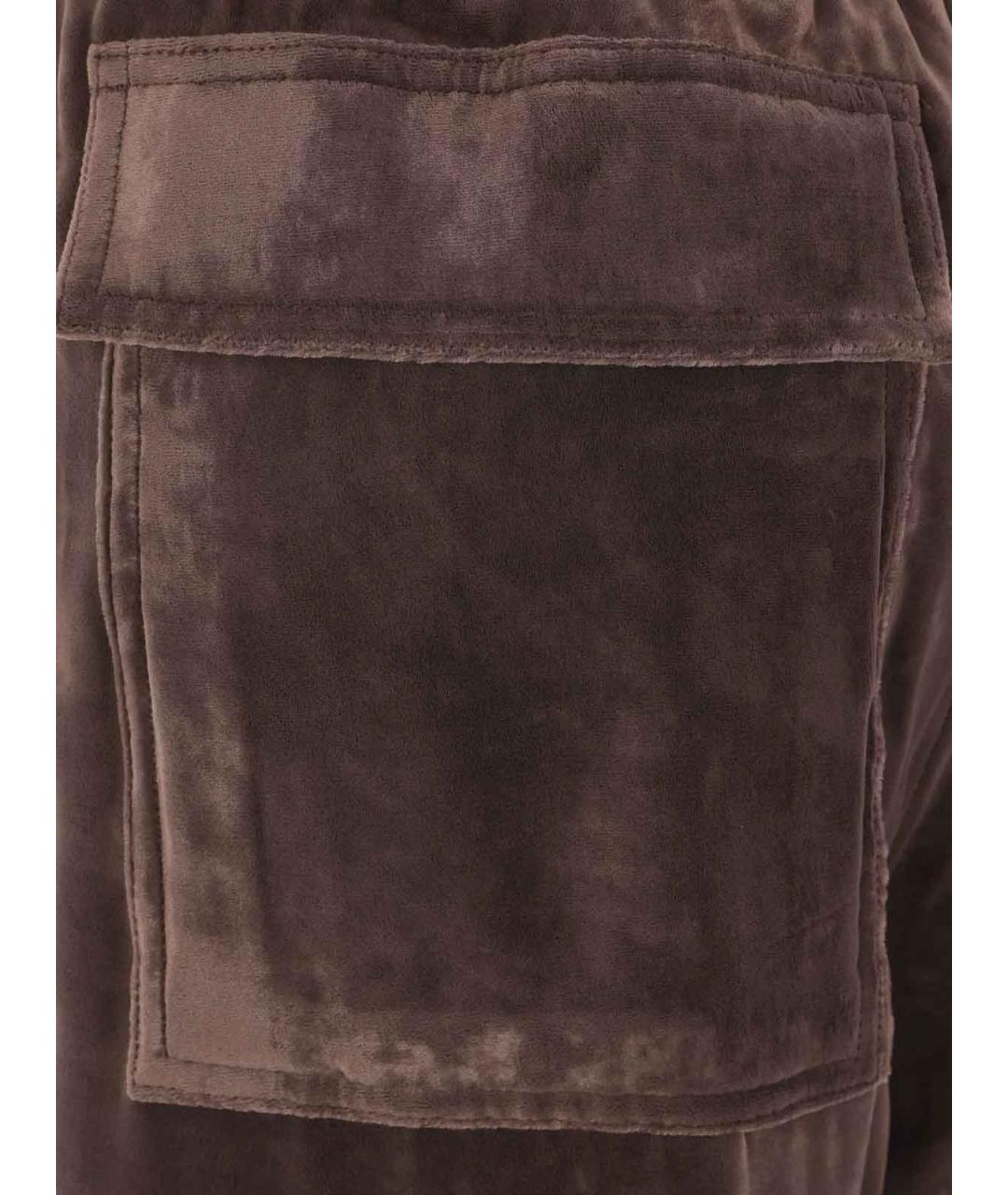 RICK OWENS Коричневые шелковые повседневные брюки, фото 4