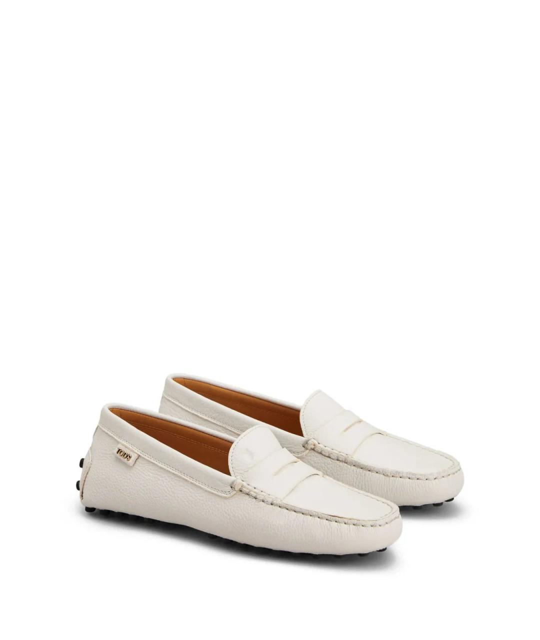 TOD'S Белые кожаные лоферы, фото 2