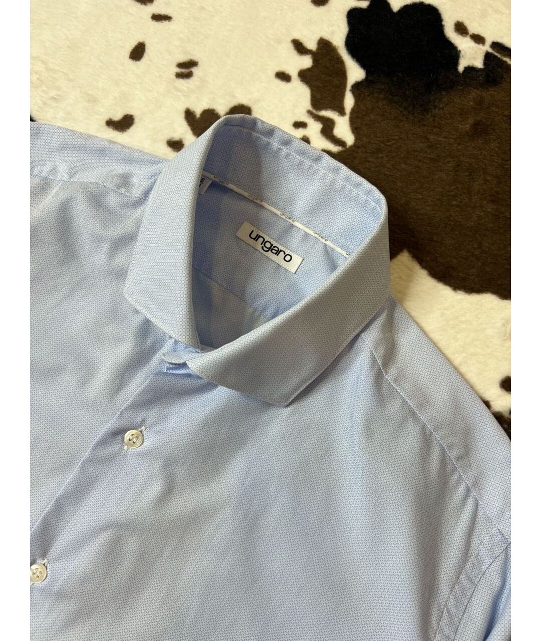 EMANUEL UNGARO Голубая хлопковая классическая рубашка, фото 4