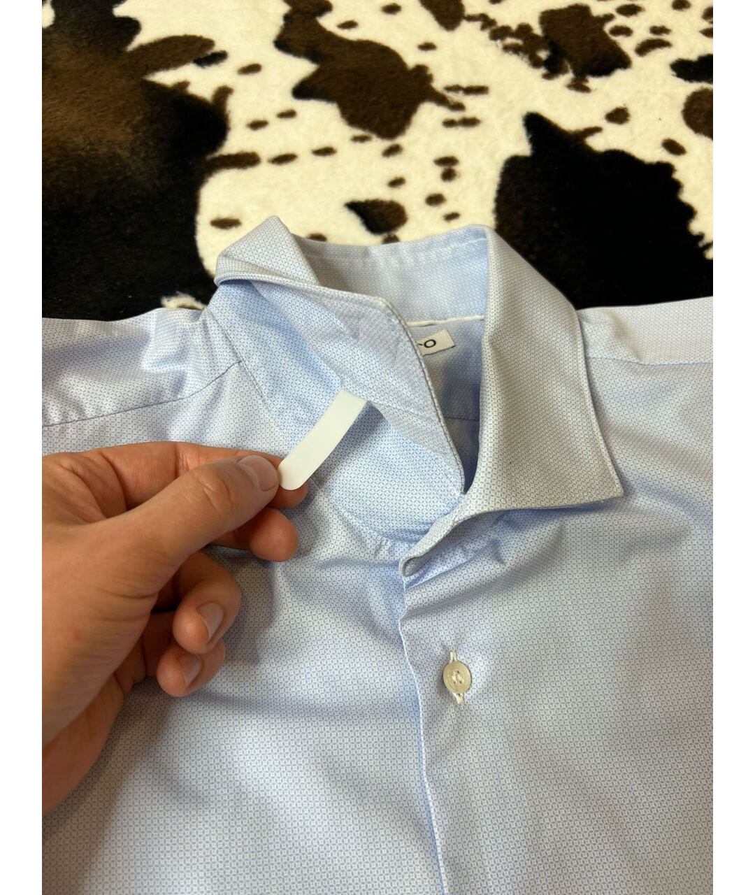 EMANUEL UNGARO Голубая хлопковая классическая рубашка, фото 6