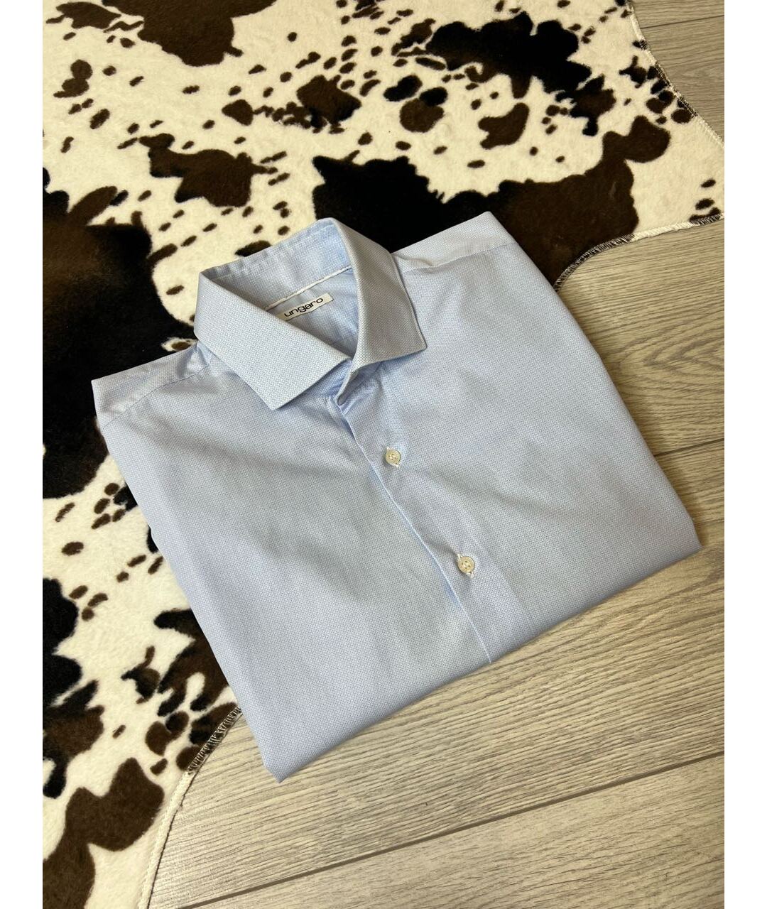 EMANUEL UNGARO Голубая хлопковая классическая рубашка, фото 2