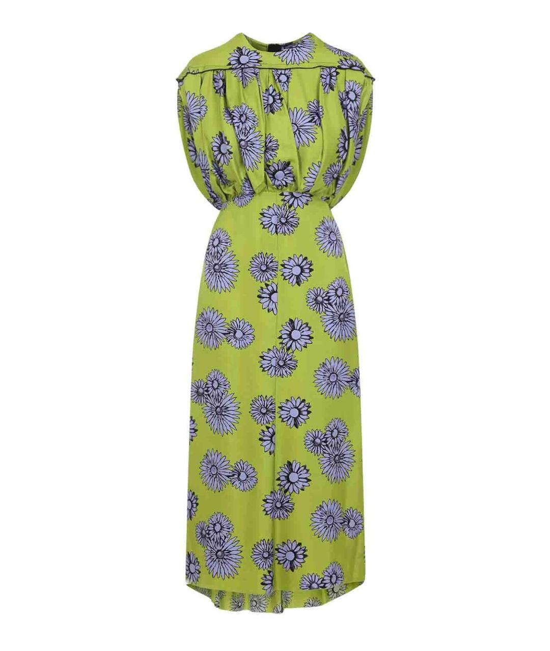 LANVIN Зеленое шелковое повседневное платье, фото 1