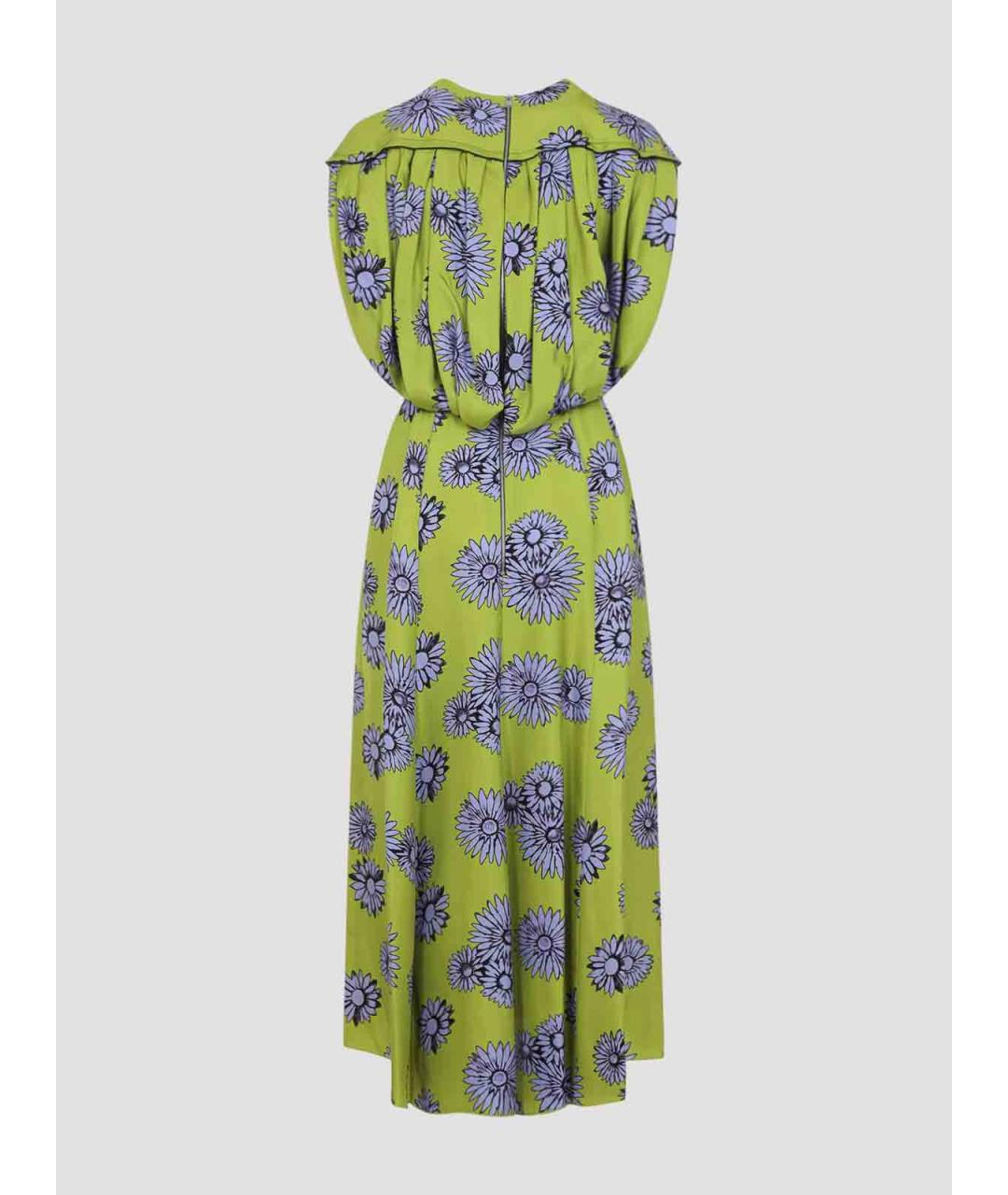 LANVIN Зеленое шелковое повседневное платье, фото 2