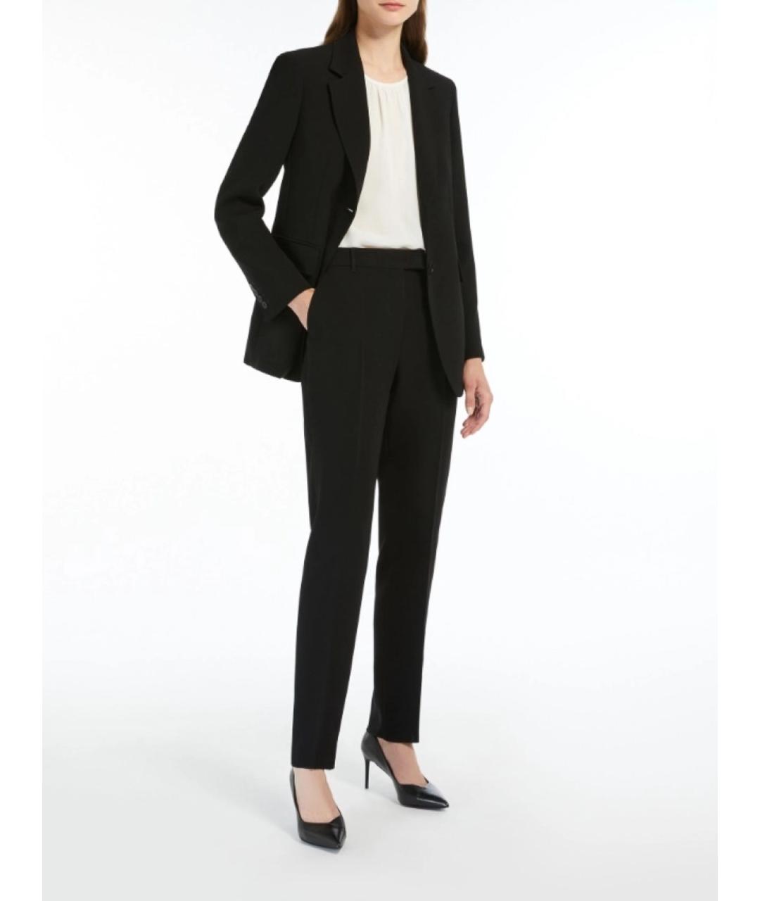 MAX MARA STUDIO Черные шерстяные прямые брюки, фото 2