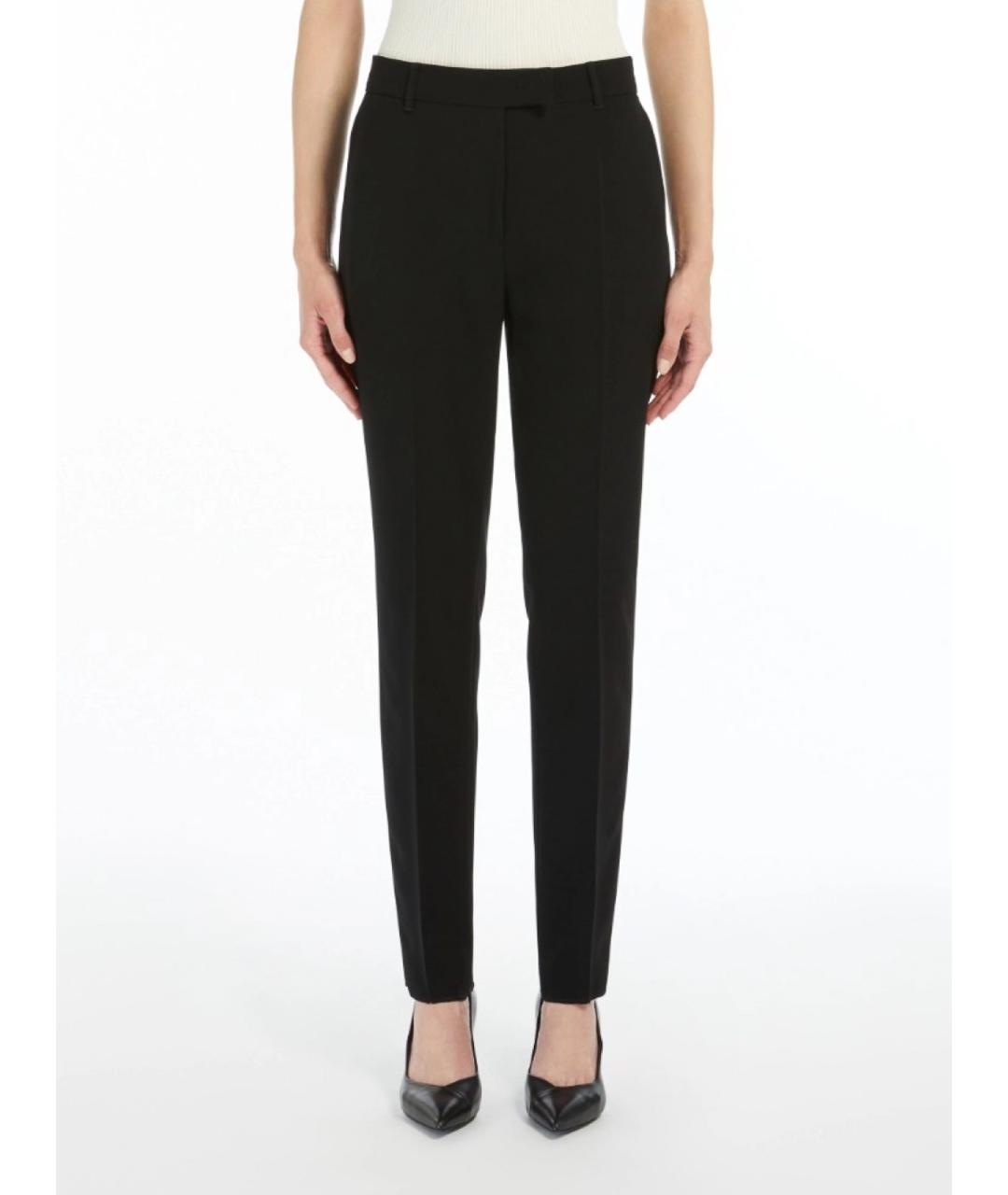 MAX MARA STUDIO Черные шерстяные прямые брюки, фото 3