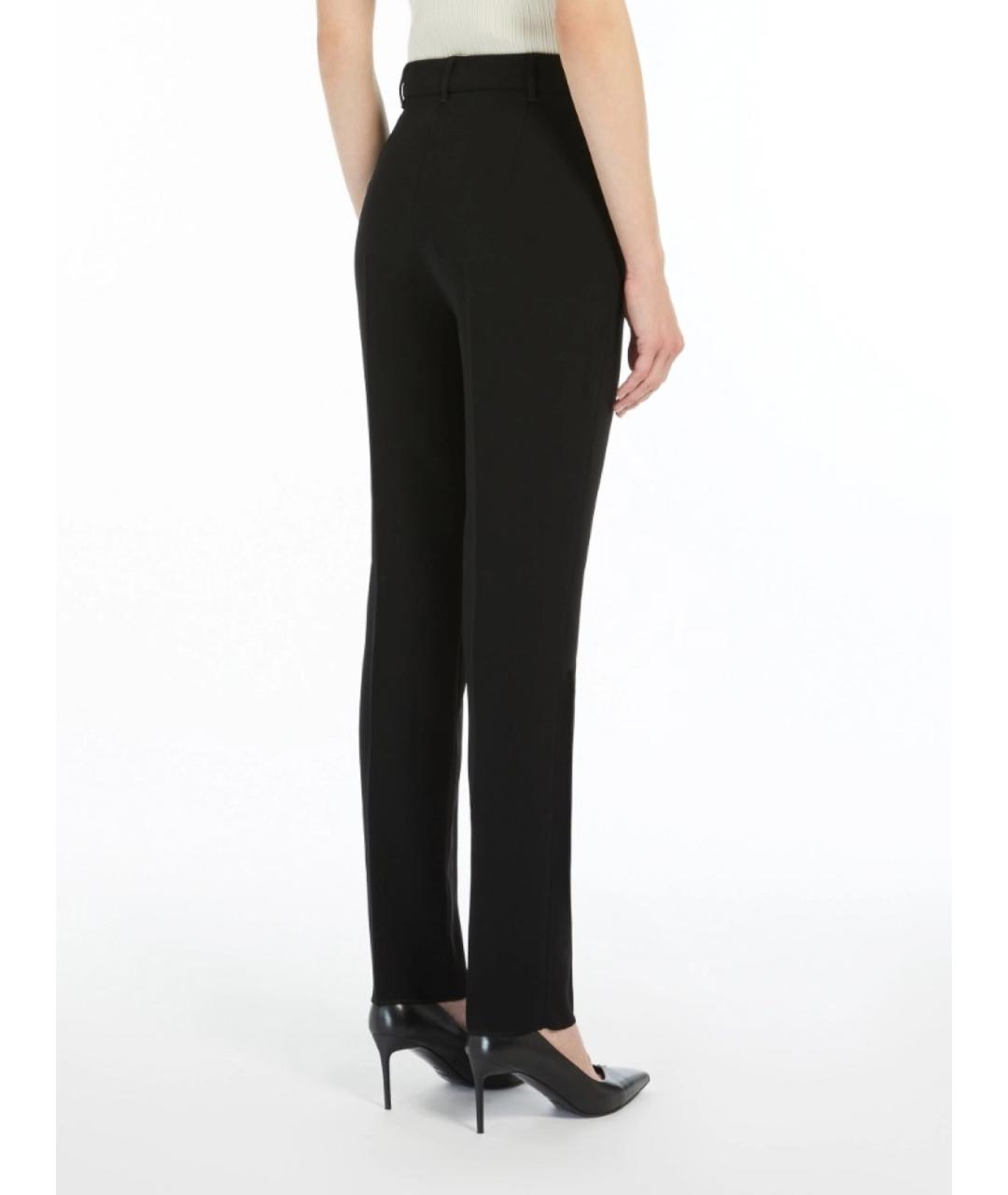 MAX MARA STUDIO Черные шерстяные прямые брюки, фото 4