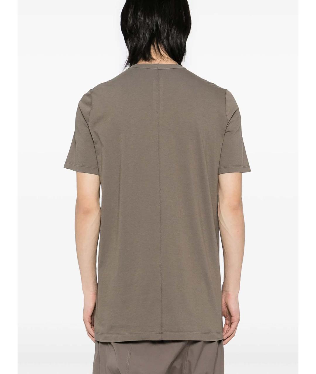 RICK OWENS Коричневая хлопковая футболка, фото 3