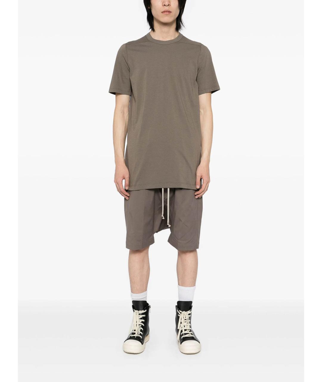RICK OWENS Коричневая хлопковая футболка, фото 2