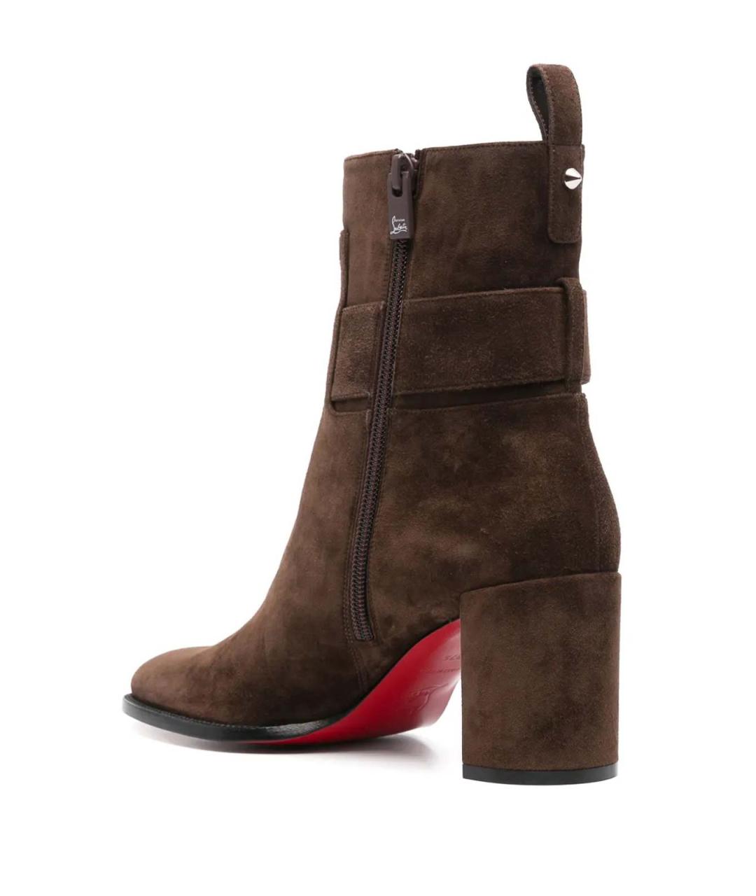 CHRISTIAN LOUBOUTIN Коричневые кожаные ботильоны, фото 3
