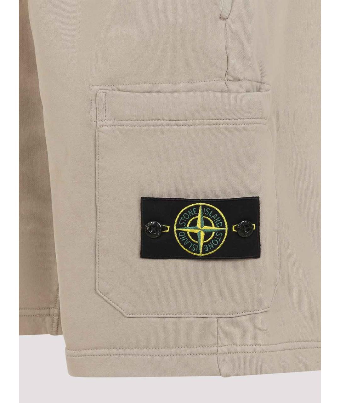 STONE ISLAND Бежевые хлопковые шорты, фото 3