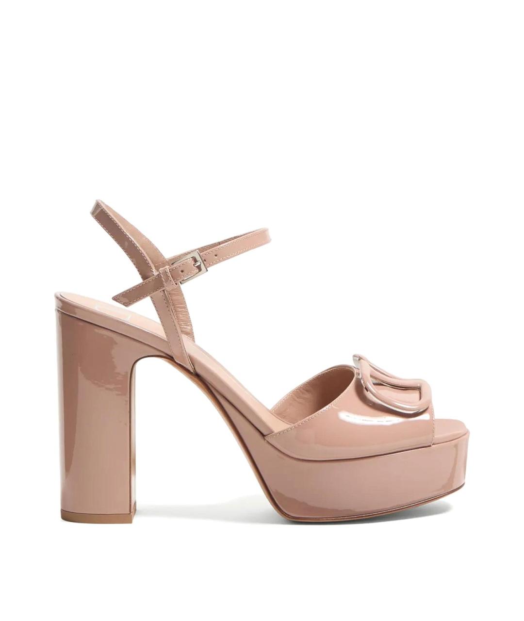 VALENTINO Розовые кожаные босоножки, фото 1