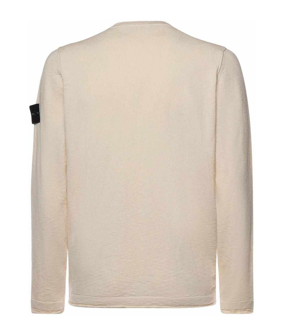STONE ISLAND Белый хлопковый джемпер / свитер, фото 3