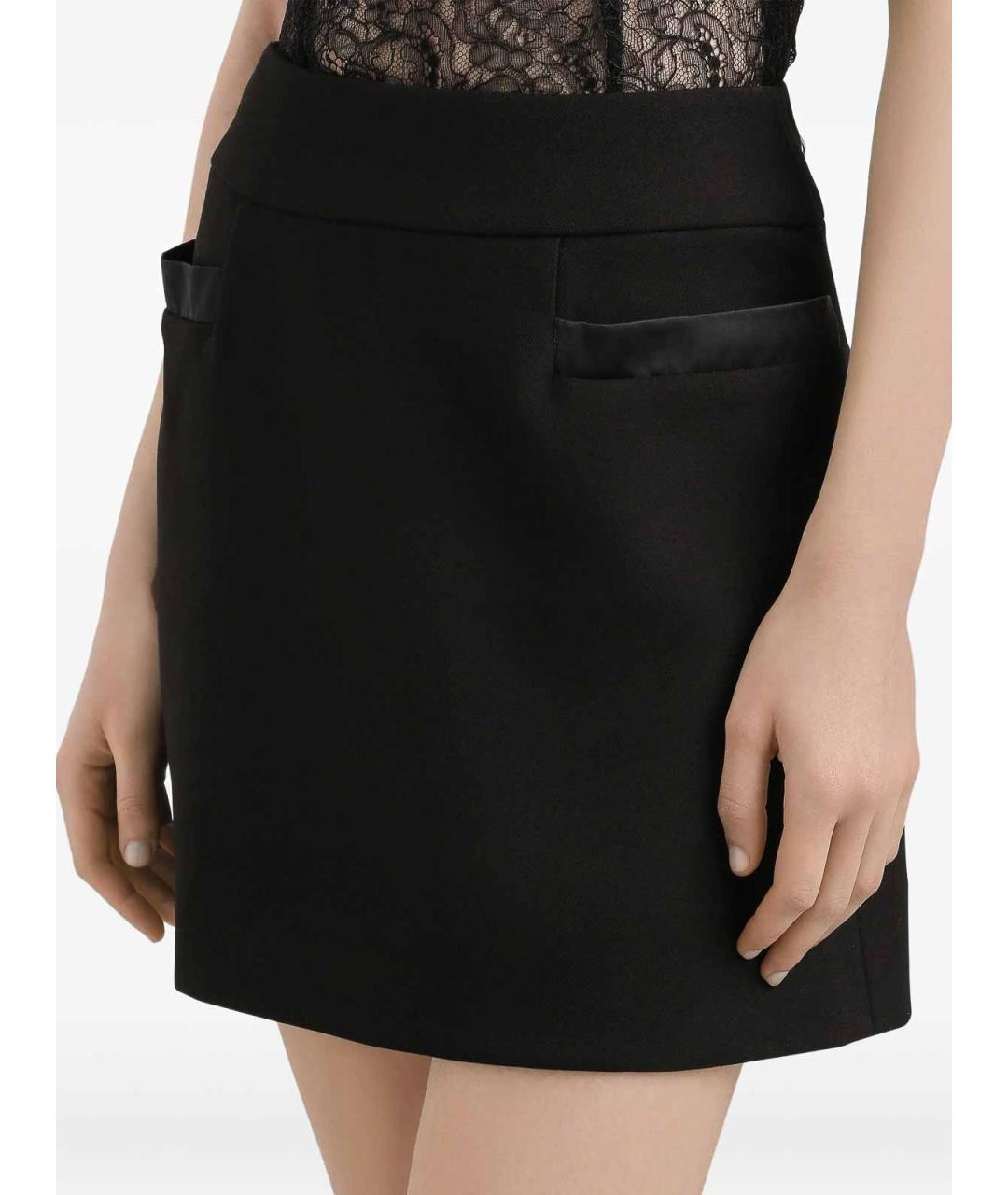 DOLCE&GABBANA Черная шерстяная юбка миди, фото 4