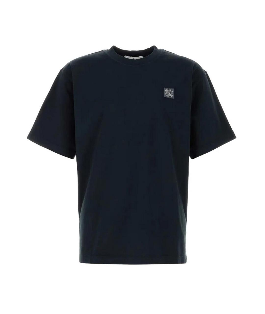 STONE ISLAND Темно-синяя хлопковая футболка, фото 1