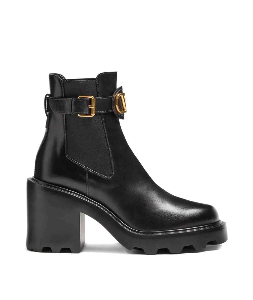 VALENTINO Черные кожаные ботильоны, фото 1