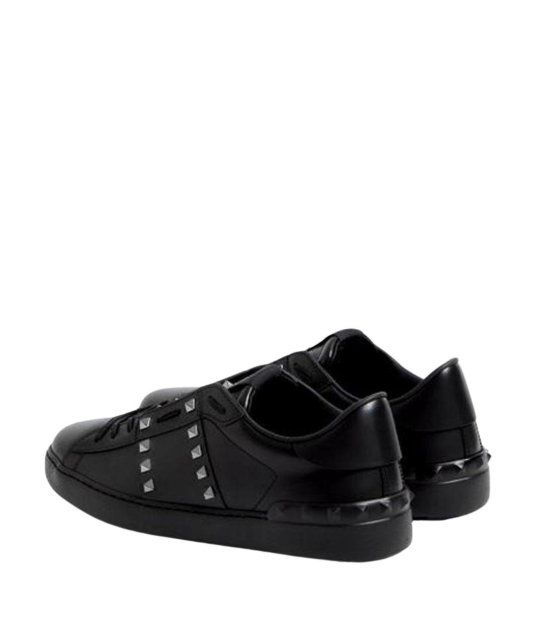 VALENTINO Черные кожаные низкие кроссовки / кеды, фото 3