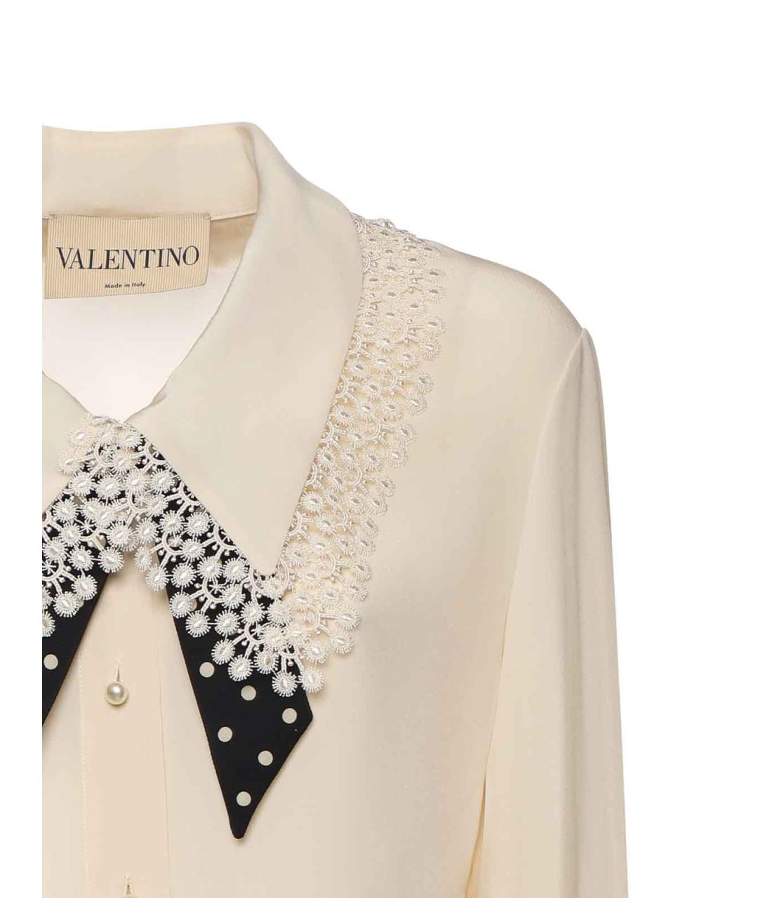 VALENTINO Белая шелковая блузы, фото 2