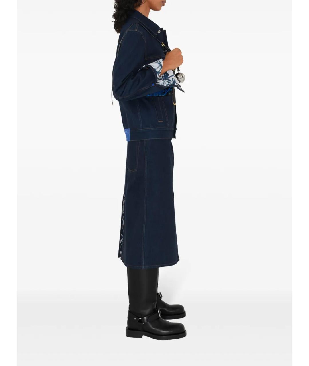 BURBERRY Синяя хлопковая юбка макси, фото 4