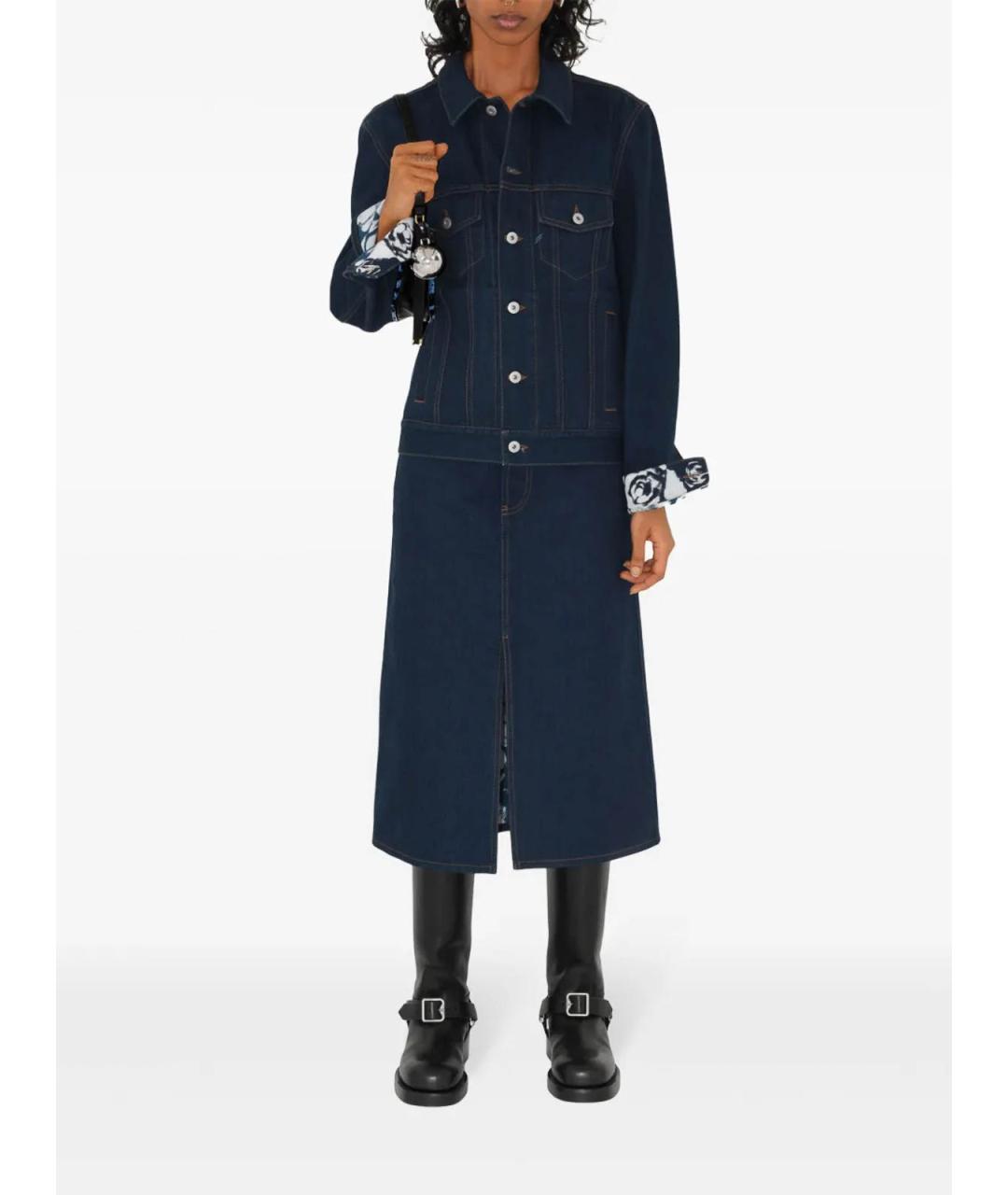 BURBERRY Синяя хлопковая юбка макси, фото 3