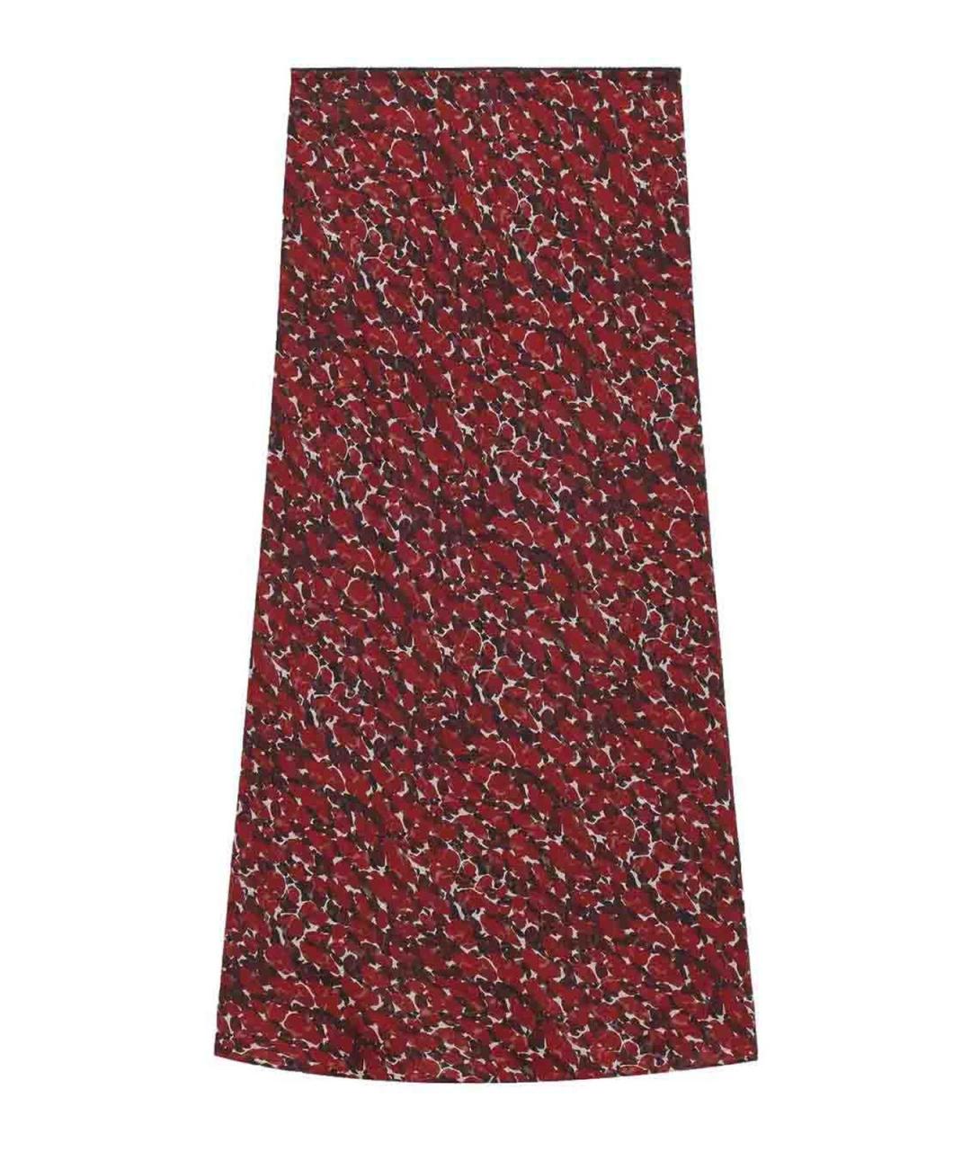 SAINT LAURENT Бордовая шелковая юбка миди, фото 1