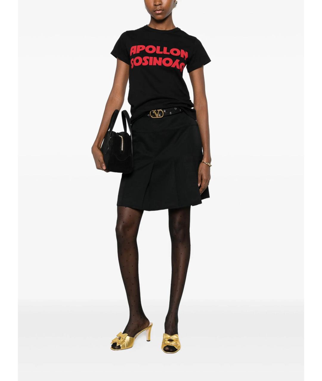 VALENTINO Черная хлопковая футболка, фото 2