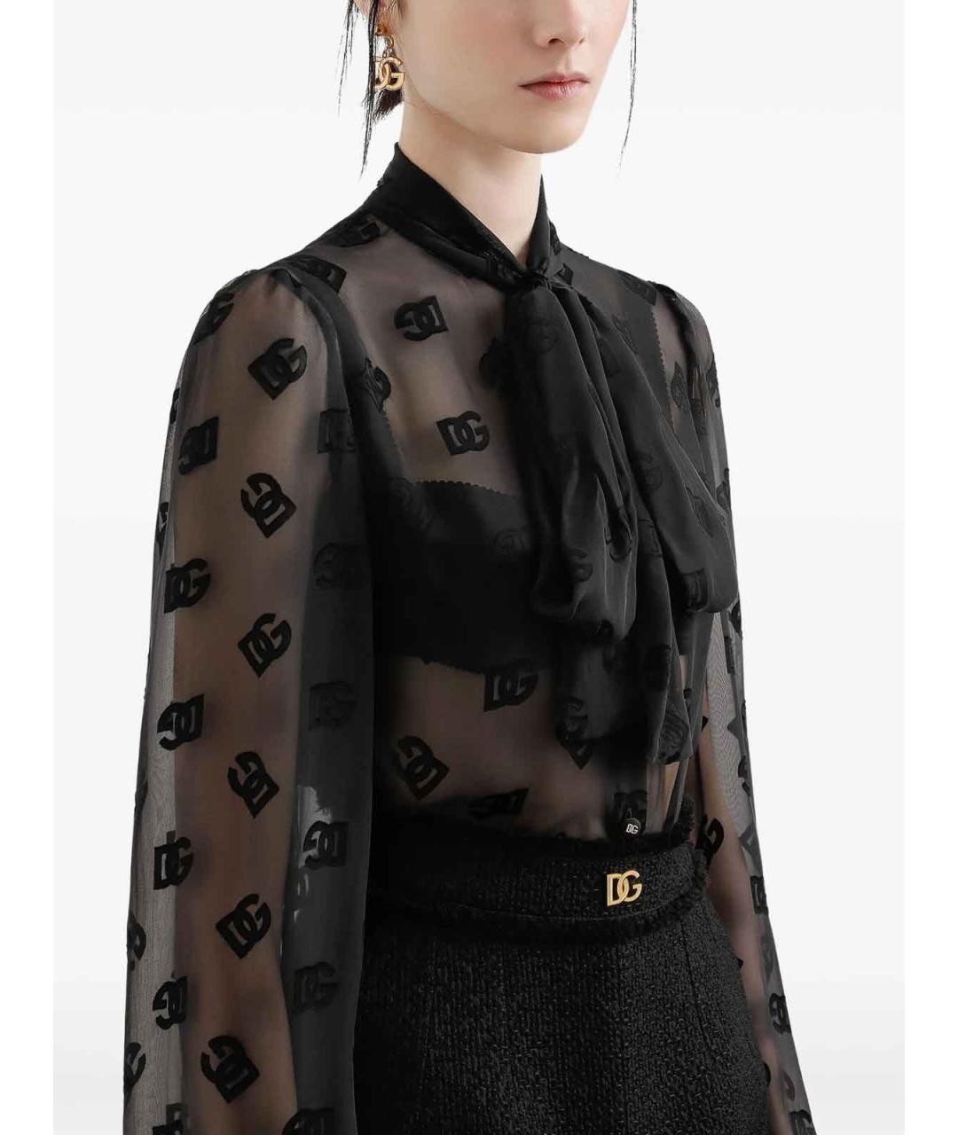 DOLCE&GABBANA Черная шелковая блузы, фото 5