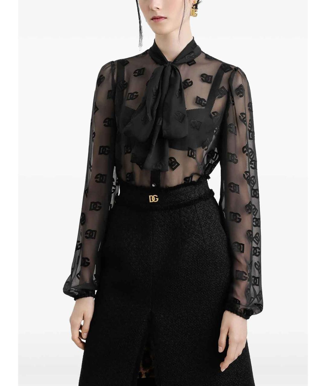 DOLCE&GABBANA Черная шелковая блузы, фото 4