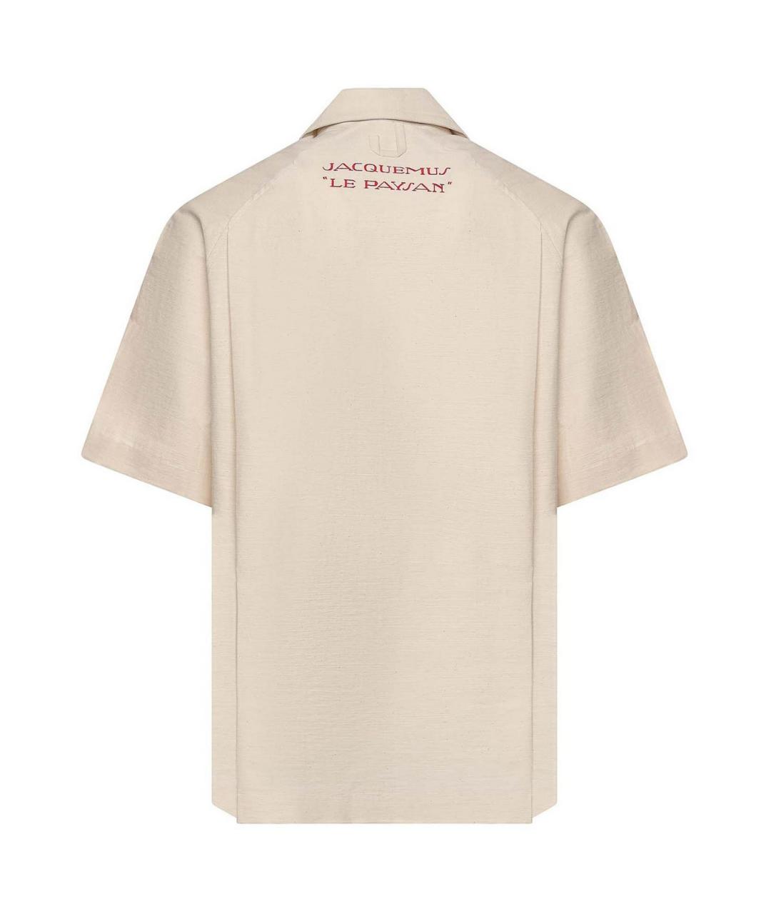 JACQUEMUS Бежевая хлопковая кэжуал рубашка, фото 3